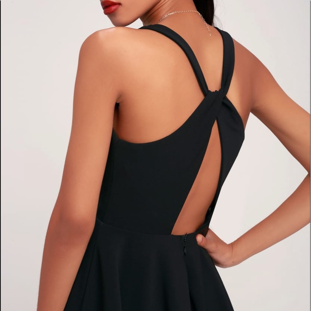 LULU’S | NWT Black Skater Twist Back Dress - Picture 3 of 9